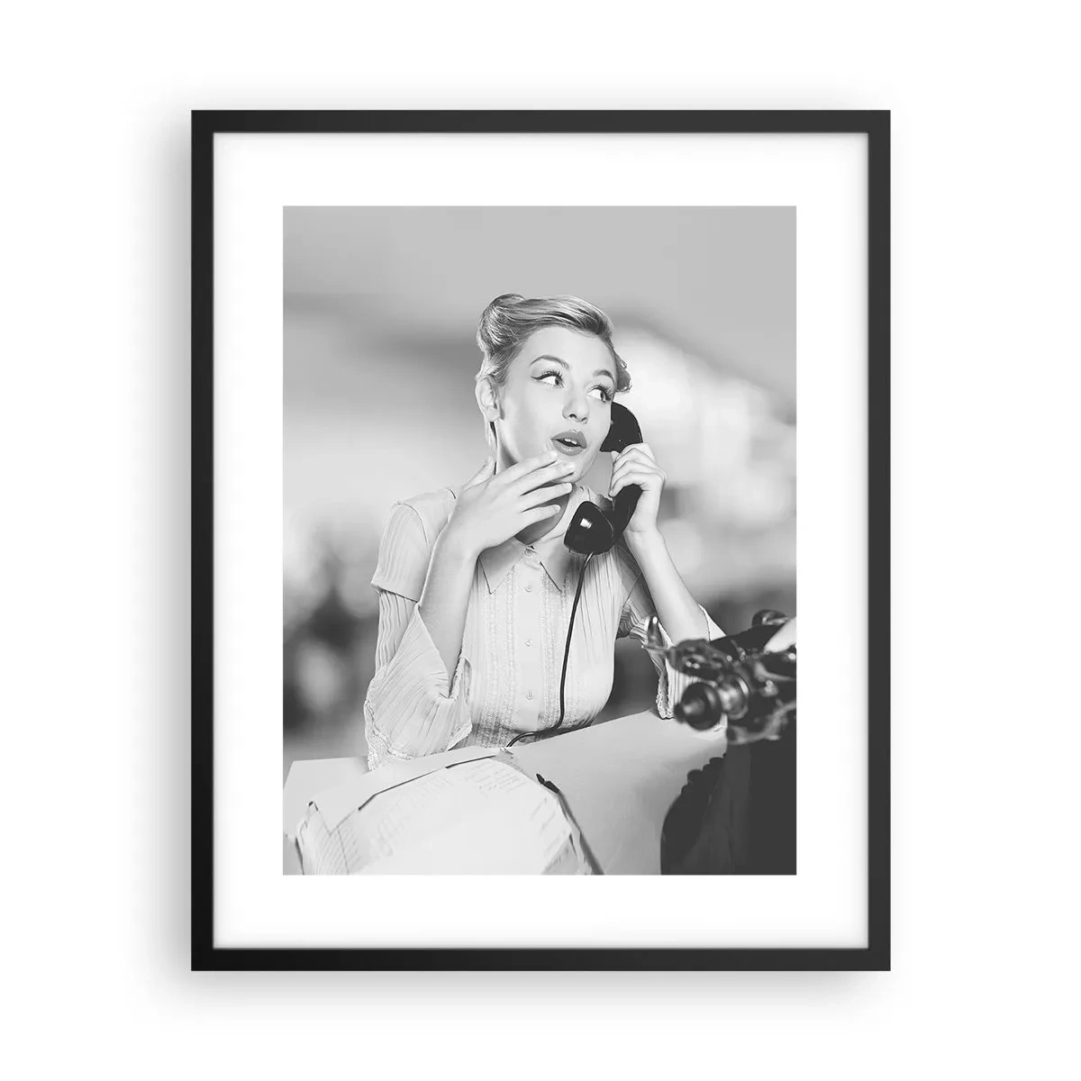 Affiche dans un cadre noir - Poster - Hello! Ici les années 50 - 40x50 cm