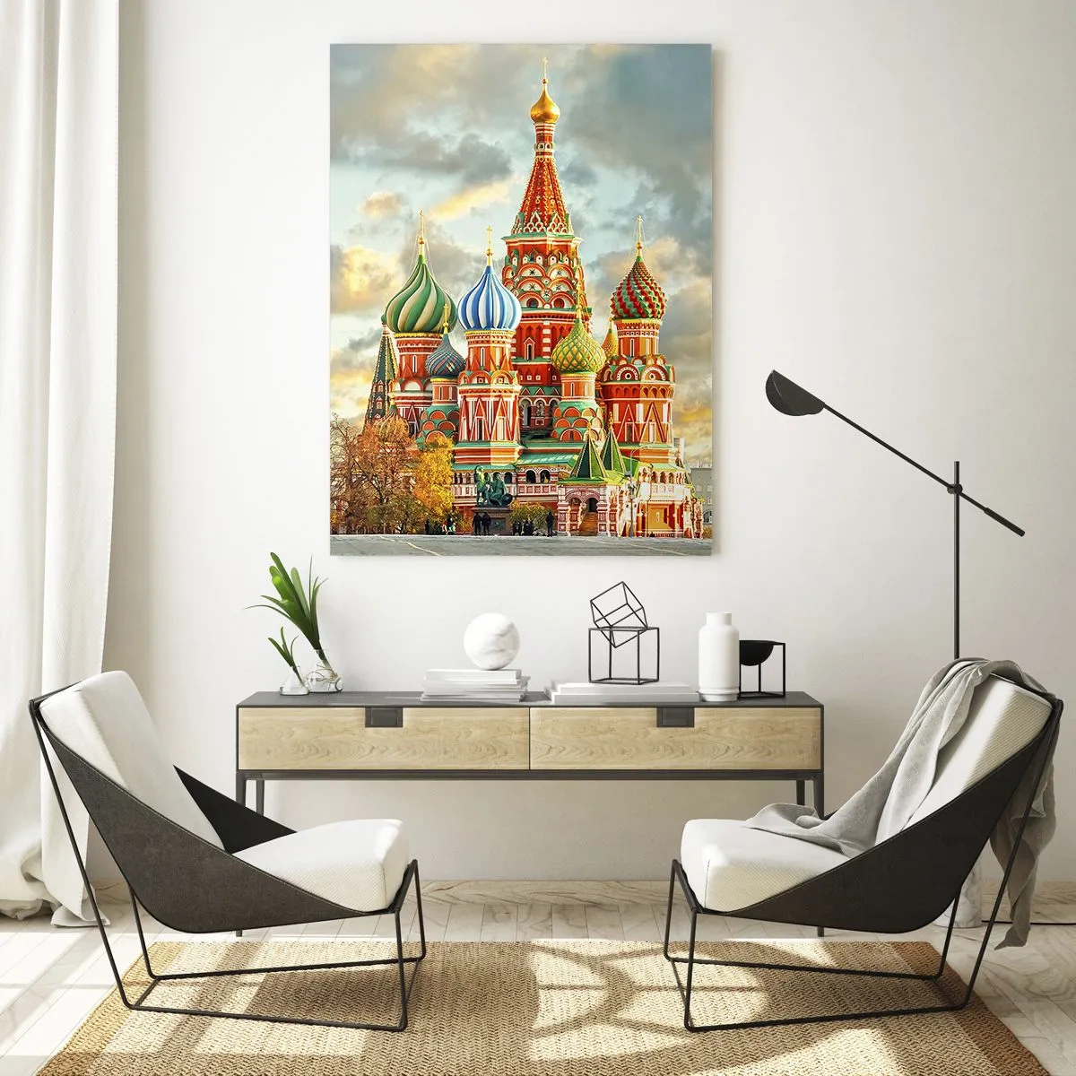 Impression sur verre - Image sur verre - Une cathédrale colorée avec des dômes caractéristiques - 80x120cm - Même Disney ne l'aurait pas proposé - Décoration murale moderne pour le salon et la chambre ARTTOR