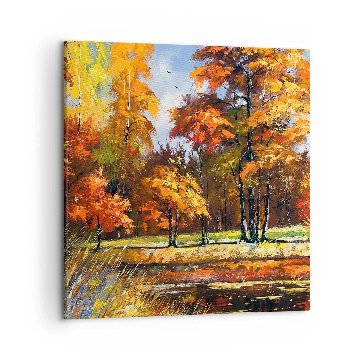 Impression sur toile - Image sur toile - Paysage en or et bronze - 50x50 cm
