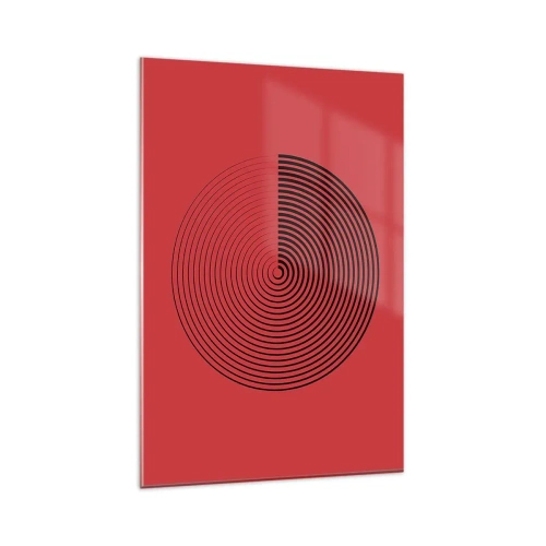 Impression sur verre - Image sur verre - Cercles concentriques sur fond rouge - 80x120cm - Mouvement circulaire - Décoration murale moderne pour le salon et la chambre ARTTOR