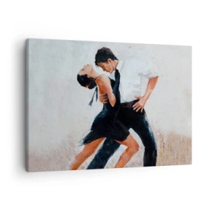 Impression sur toile - Image sur toile - Un couple dansant dans une photo élégante et sensuelle - 70x50cm - Tango de mes rêves et pensées - Décoration murale moderne pour le salon et la chambre ARTTOR