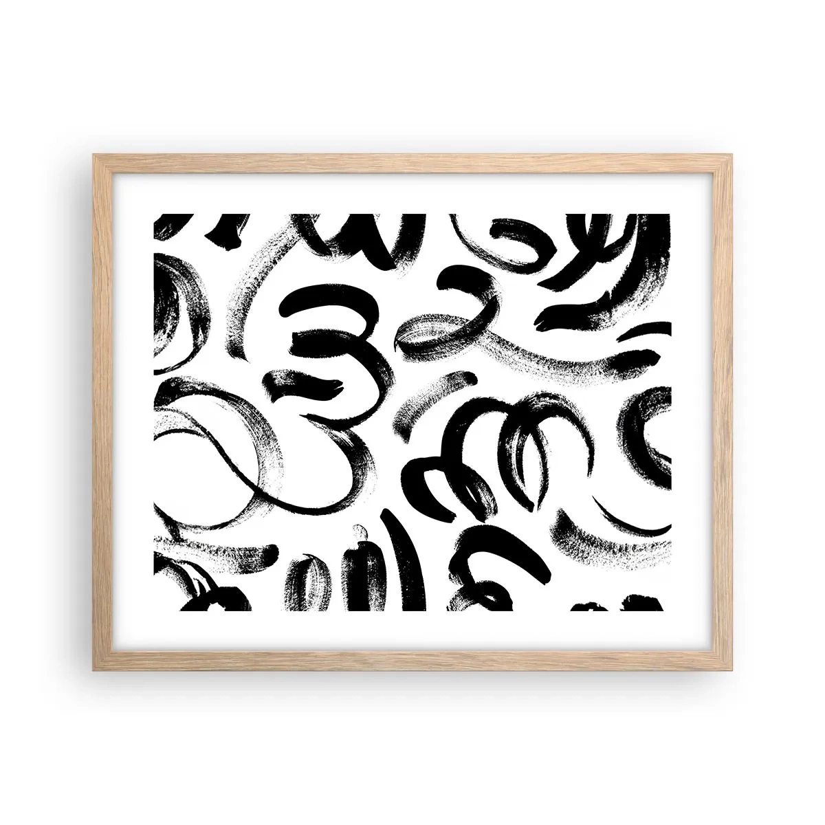 Affiche dans un chêne clair - Poster - Noir sur blanc - 50x40 cm