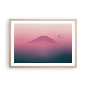 Affiche dans un chêne clair - Poster - Des pèlerins au dessus des nuages - 70x50 cm