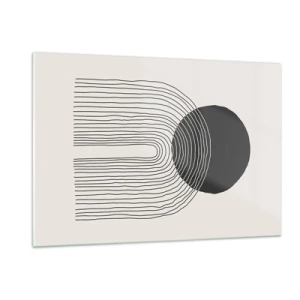 Impression sur verre - Image sur verre - Graphique minimaliste avec cercle et lignes noirs - 120x80cm - Tremblement et confiance - Décoration murale moderne pour le salon et la chambre ARTTOR