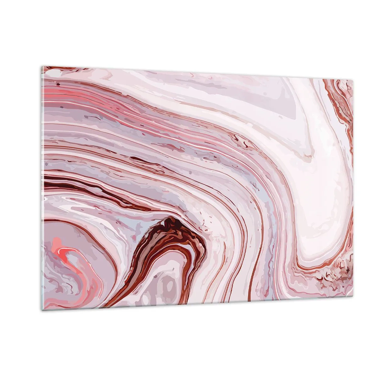Impression sur verre - Image sur verre - Motif marbré dans les tons de rose et de marron - 120x80cm - Tout droit, puis tout en bas - Décoration murale moderne pour le salon et la chambre ARTTOR