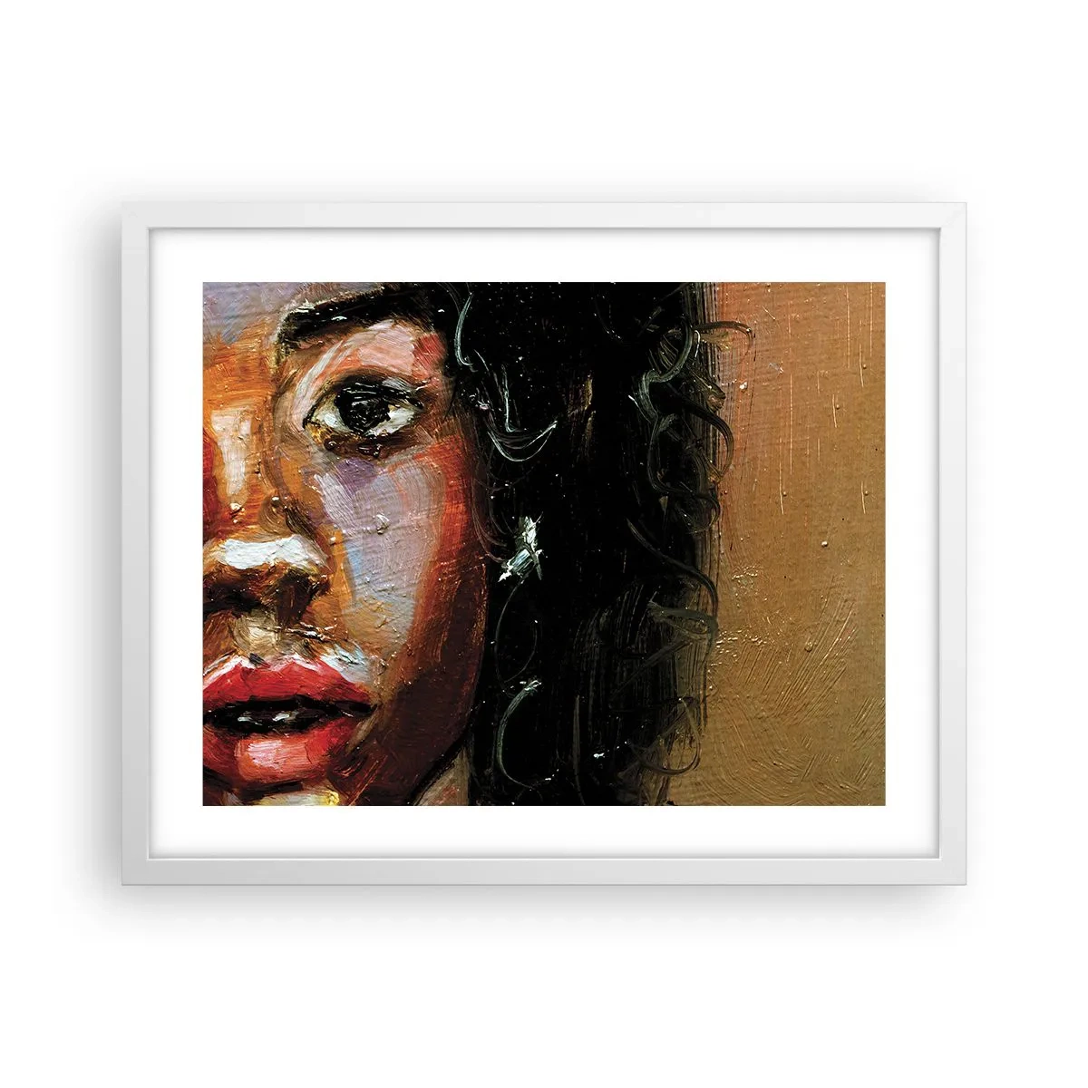 Affiche dans un cadre blanc - Poster - Noir et brillant - 50x40 cm