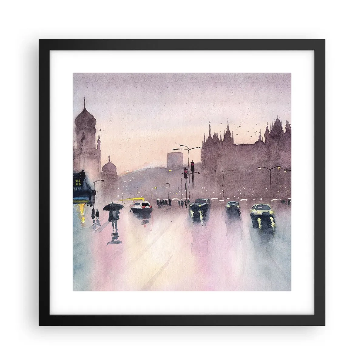 Affiche dans un cadre noir - Poster - Dans une brume pluvieuse - 40x40 cm