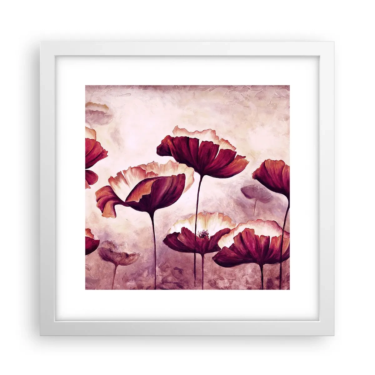 Affiche dans un cadre blanc - Poster - Pétale rouge et blanc - 30x30 cm