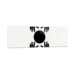 Impression sur verre - Image sur verre - Mains noires dans une composition symétrique avec une boule - 160x50cm - Signe secret - Décoration murale moderne pour le salon et la chambre ARTTOR