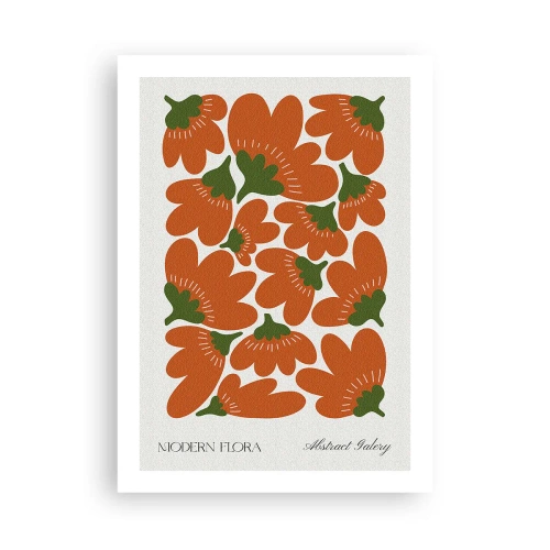 Affiche - Poster - Fleurs orange abstraites sur fond clair - 50x70cm - La vie des fleurs - Décoration murale moderne pour le salon et la chambre ARTTOR