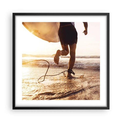 Affiche dans un cadre noir - Poster - A la rencontre des vagues - 50x50 cm