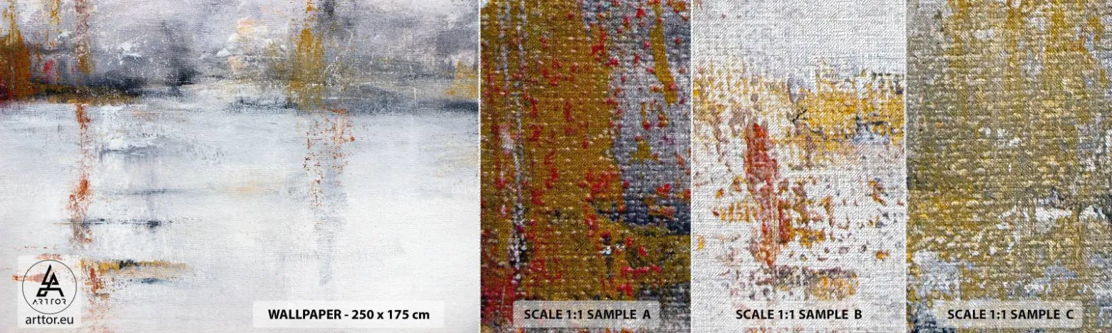 Échantillon de Papier Peint Premium Canvas - Derrière l'air un rideau - Abstraction, Morceau, Peinture - 100x30 cm