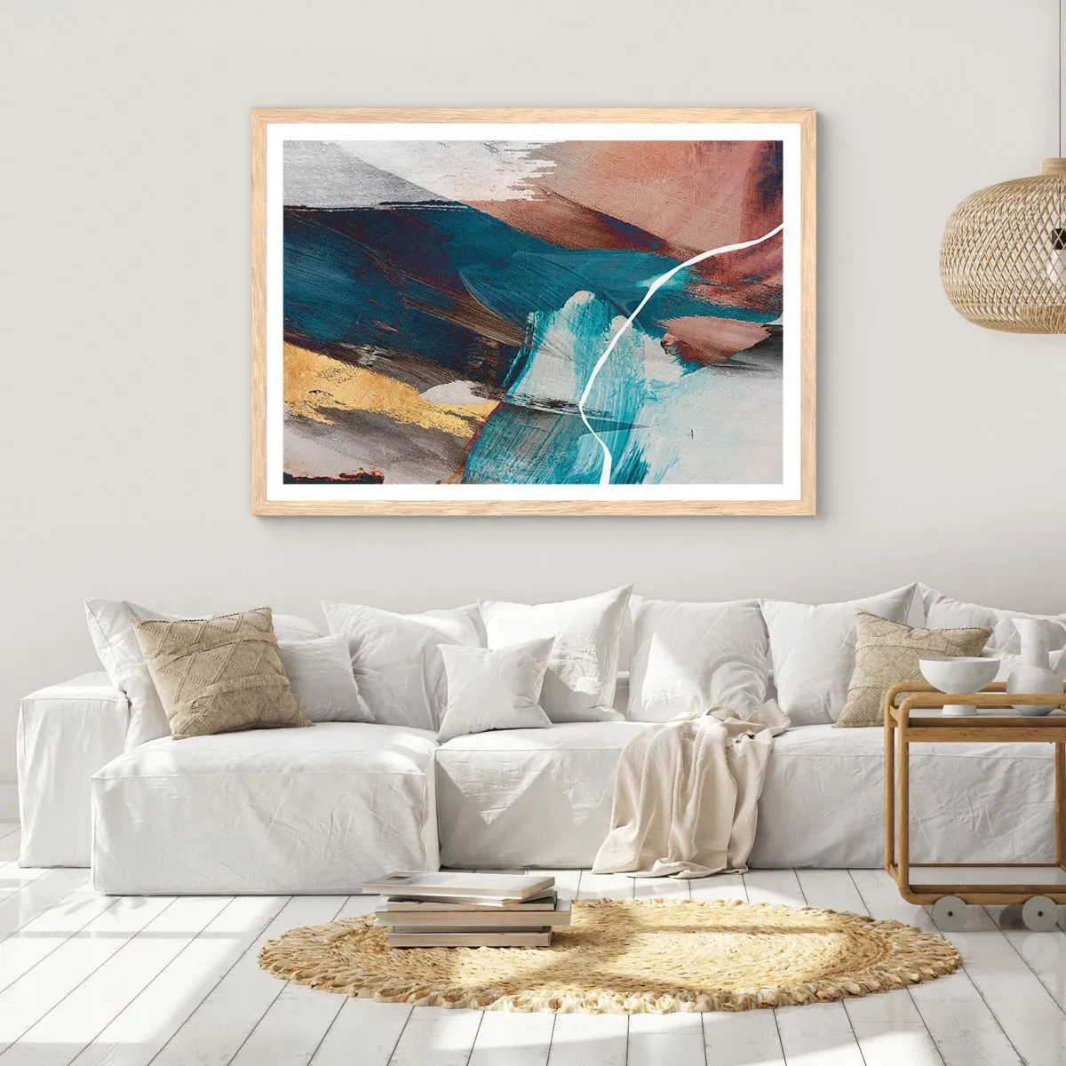 Affiche dans un chêne clair - Poster - Avec panache et énergie - 100x70 cm