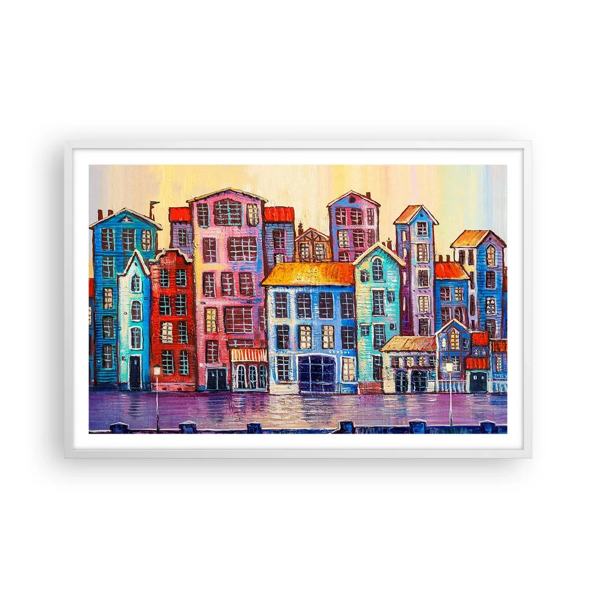 Affiche dans un cadre blanc - Poster - Une ville comme dans un conte de fées - 91x61 cm