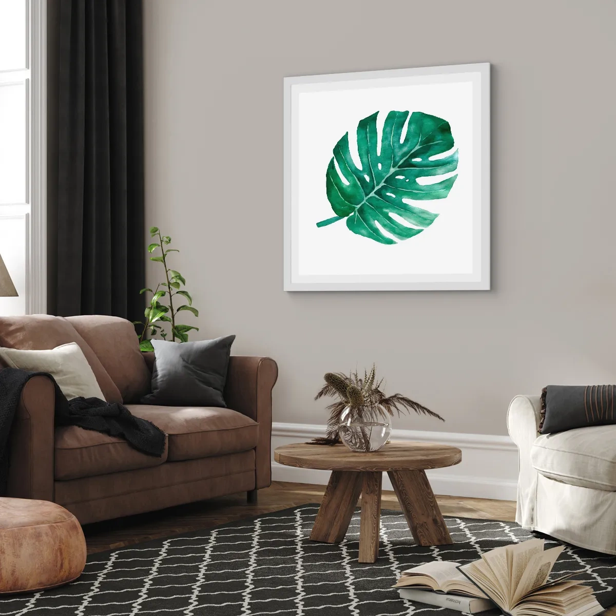 Affiche dans un cadre blanc - Poster - Concept vert - 40x40 cm