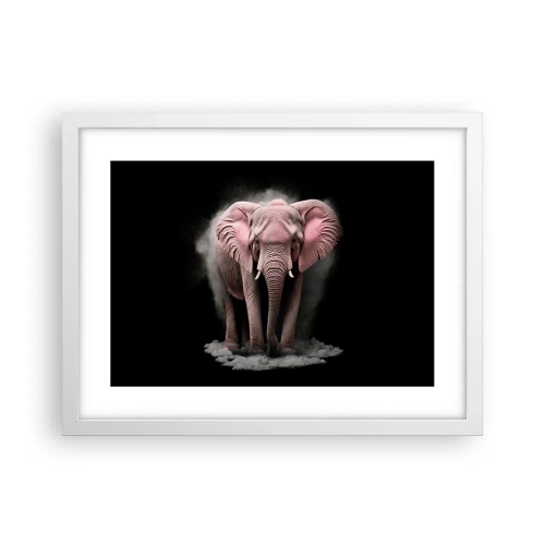 Affiche dans un cadre blanc - Poster - Ne pensez pas à un éléphant rose ! - 40x30 cm