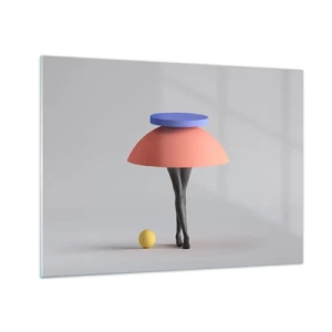 Impression sur verre - Image sur verre - Une figure surréaliste faite de formes géométriques et de jambes - 70x50cm - Composition surréaliste - Décoration murale moderne pour le salon et la chambre ARTTOR