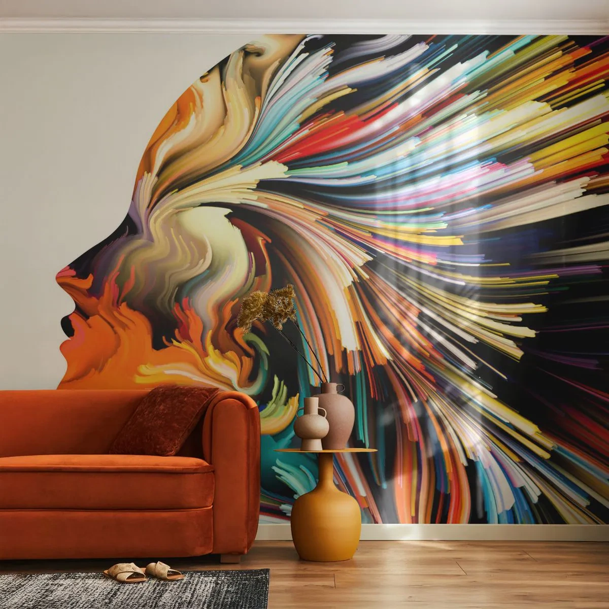 Papier Peint Autocollant Deluxe Sticker - Une explosion d'imaginaire - Abstraction, Femme, Graphique - 250x175 cm