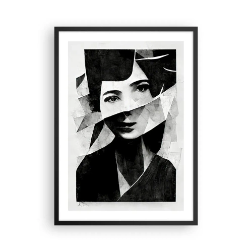 Affiche dans un cadre noir - Poster - Portrait d'une femme dans une composition abstraite - 50x70cm - Vraiment ce que tu es… - Décoration murale moderne pour le salon et la chambre ARTTOR