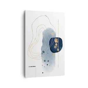 Impression sur toile - Image sur toile - Abstraction dans les tons de bleu et d'or - 80x120cm - Fantaisie bleu et or - Décoration murale moderne pour le salon et la chambre ARTTOR