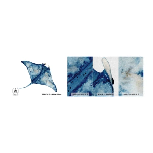 Échantillon de Papier Peint Premium Canvas - La vie en bleu - Raie, Poisson, Style bord de mer - 100x30 cm