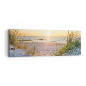 Impression sur toile - Image sur toile - Le bruit de la mer, le chant des oiseaux, une plage sauvage parmi les herbes… - 90x30 cm