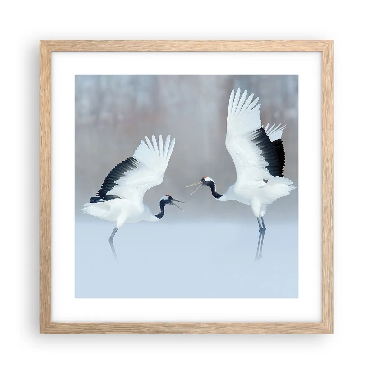 Affiche dans un chêne clair - Poster - Danse dans le brouillard - 40x40 cm