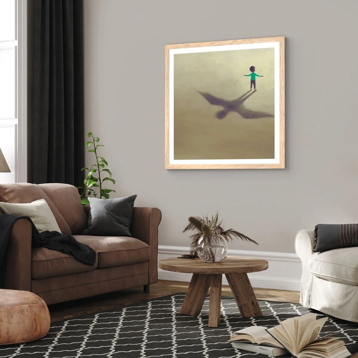 Affiche dans un chêne clair - Poster - Héros du futur - 50x50 cm