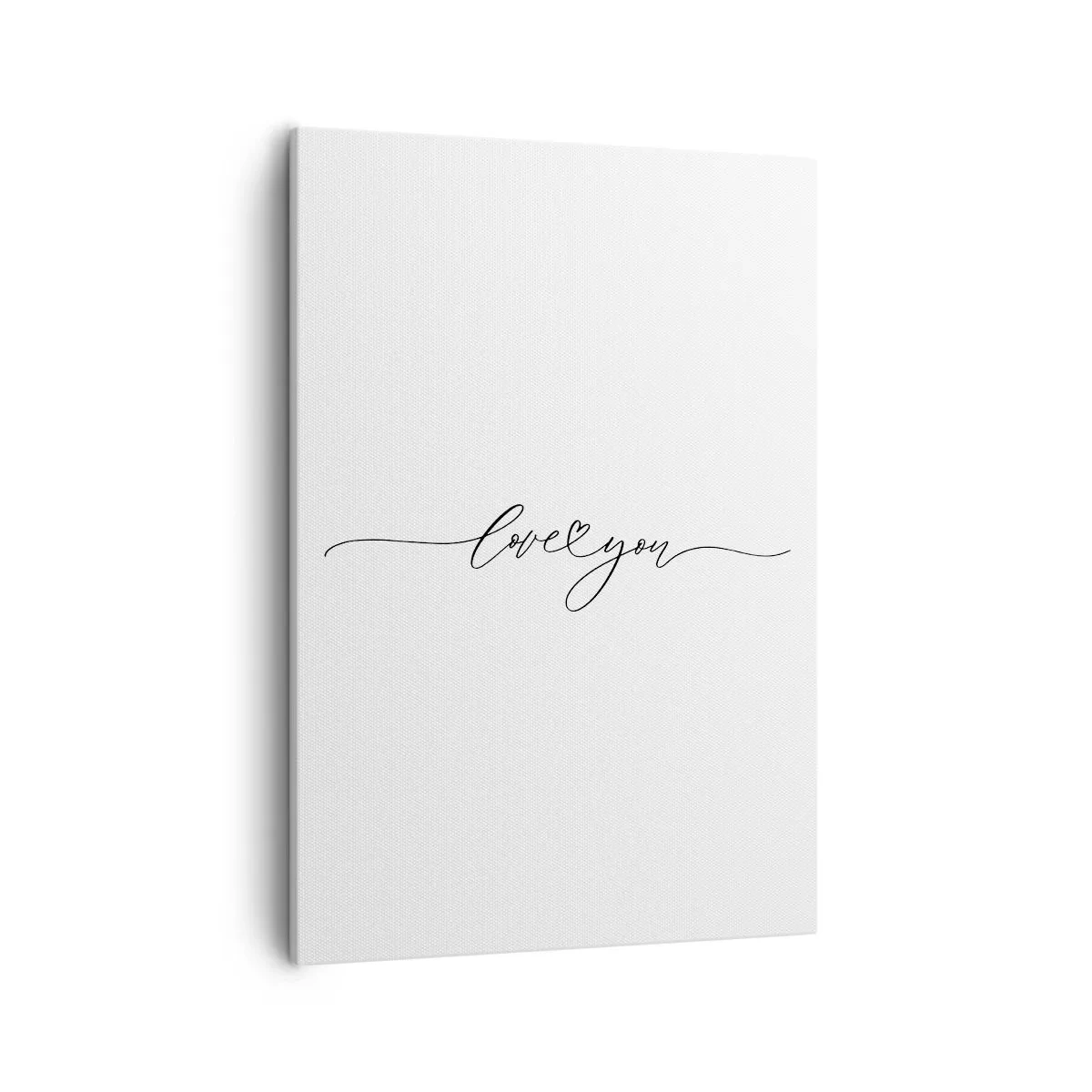 Impression sur toile - Image sur toile - L'inscription « Je t'aime » dans une police élégante - 50x70cm - Noir sur blanc - Décoration murale moderne pour le salon et la chambre ARTTOR