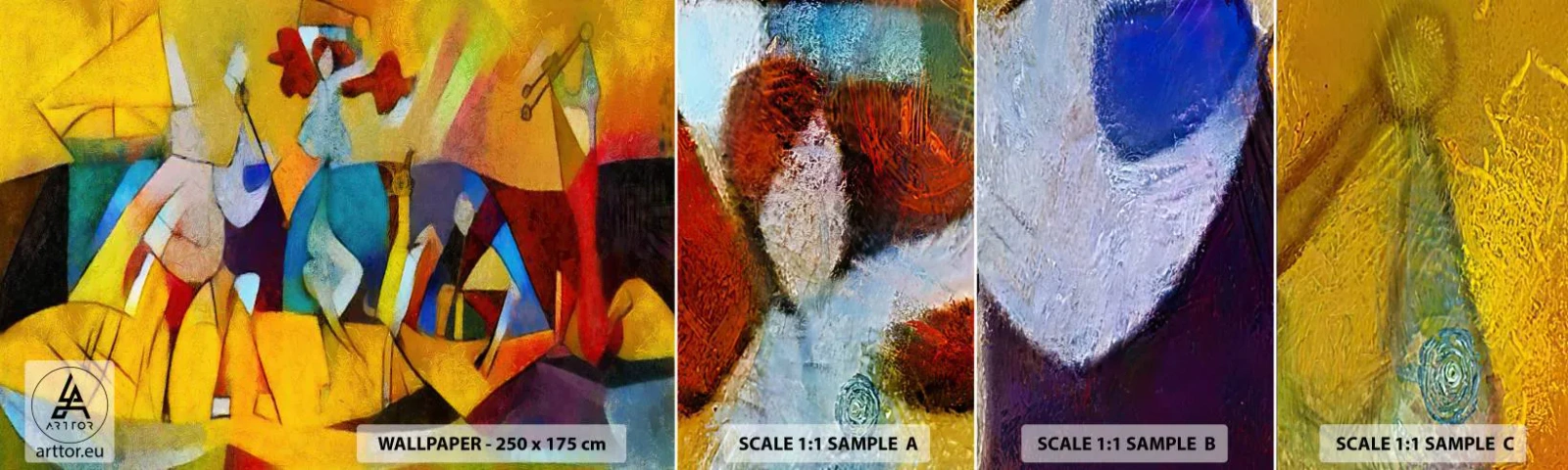 Échantillon De Papier Peint Standard Eco - Soleil - vie - joie - Animaux, Afrique, Cubisme - 100x30 cm