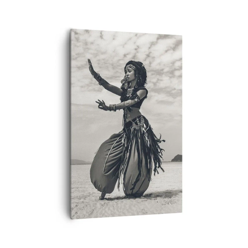 Impression sur toile - Image sur toile - Danseuse exotique sur fond de désert - 80x120cm - Danse des îles du sud - Décoration murale moderne pour le salon et la chambre ARTTOR