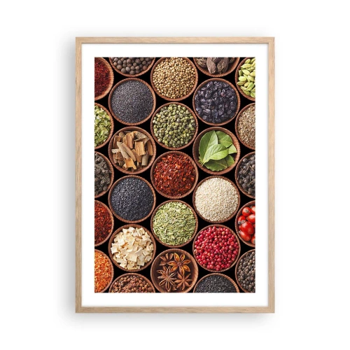 Affiche dans un chêne clair - Poster - Toutes les saveurs du monde - 50x70 cm