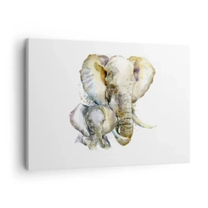 Impression sur toile - Image sur toile - Éléphants à l'aquarelle aux couleurs subtiles - 70x50cm - Rien ne peut égaler maman - Décoration murale moderne pour le salon et la chambre ARTTOR