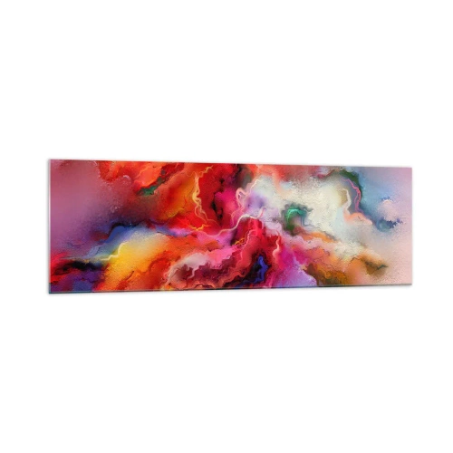 Impression sur verre - Image sur verre - Abstraction colorée avec une composition dynamique - 160x50cm - Comment attraper des rêves - fumée - Décoration murale moderne pour le salon et la chambre ARTTOR