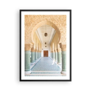 Affiche dans un cadre noir - Poster - Photo d'un couloir d'arcade décoré dans un style oriental - 50x70cm - D'après les histoires de Shéhérazade - Décoration murale moderne pour le salon et la chambre ARTTOR