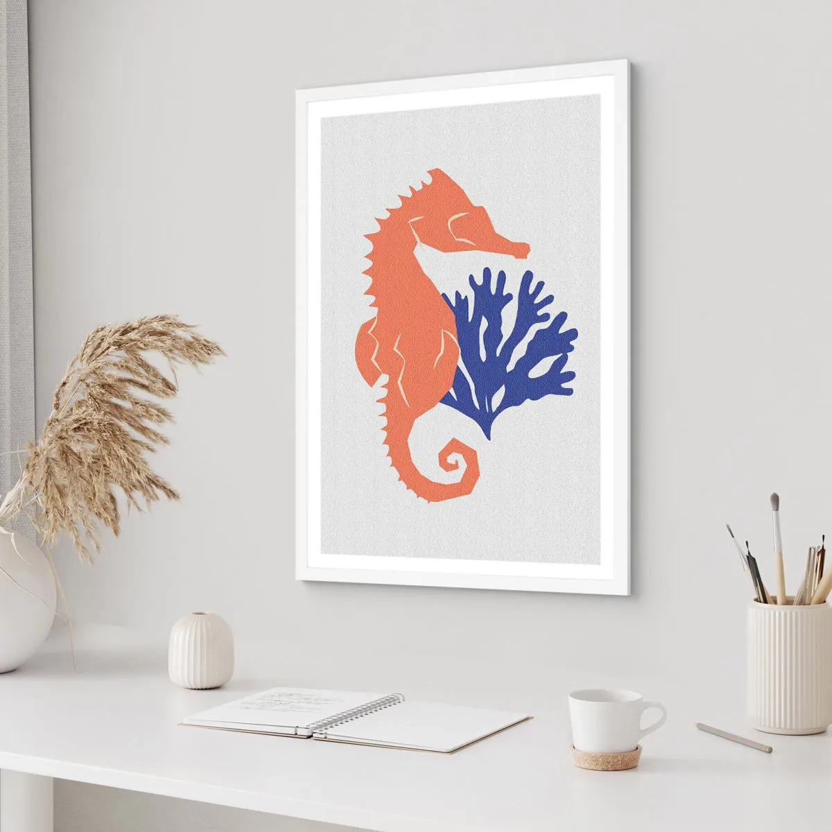 Affiche dans un cadre blanc - Poster - Dans une prairie sous-marine - 50x70 cm