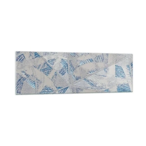 Impression sur verre - Image sur verre - Motifs géométriques dans les tons de bleu et de gris - 160x50cm - Dans un labyrinthe bleu-gris - Décoration murale moderne pour le salon et la chambre ARTTOR