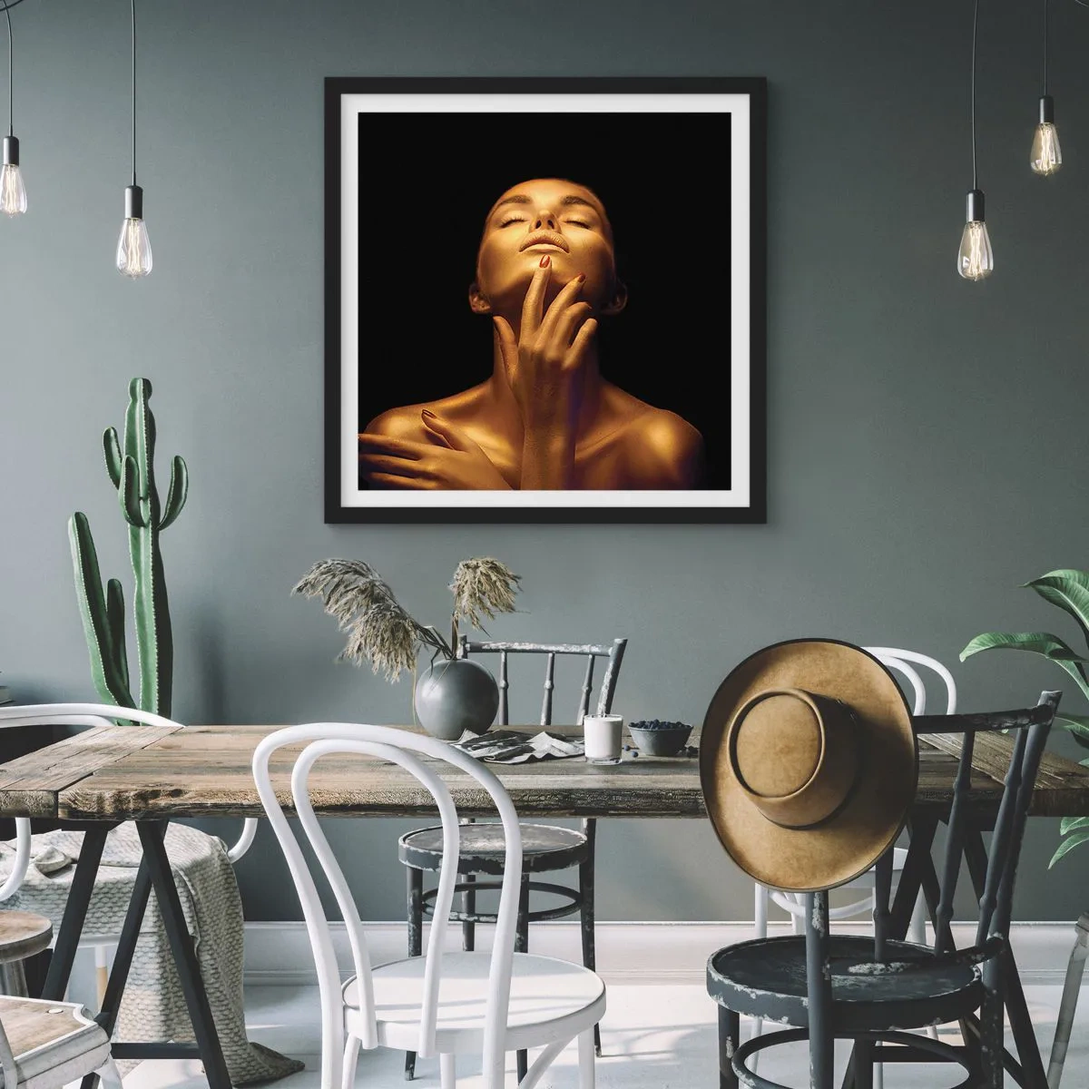 Affiche dans un cadre noir - Poster - Comme de la soie dorée - 50x50 cm