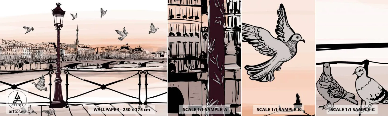 Échantillon De Papier Peint Standard Eco - Sur les toits de Paris - Architecture, Ville, Paris - 100x30 cm