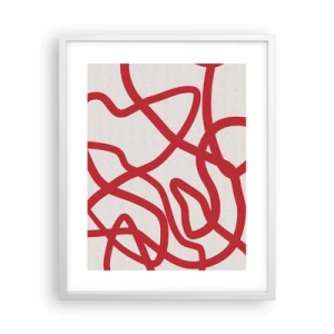 Affiche dans un cadre blanc - Poster - Rouge sur blanc - 40x50 cm