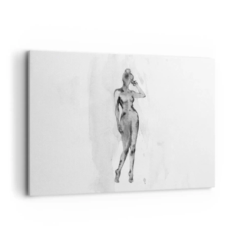 Impression sur toile - Image sur toile - Croquis d'une silhouette de femme en nuances de gris - 120x80cm - Etude de l'idéal de la féminité - Décoration murale moderne pour le salon et la chambre ARTTOR
