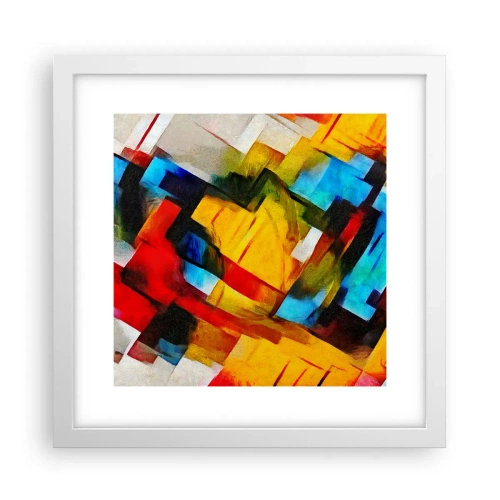 Affiche dans un cadre blanc - Poster - Une superposition multicolore - 30x30 cm