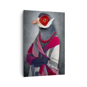 Impression sur toile - Image sur toile - Portraits stylisés d'un loup, d'un faisan et d'un lion en vêtements élégants - 70x100cm - Qu'est ce que je fais ici?! - Décoration murale moderne pour le salon et la chambre ARTTOR