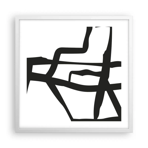 Affiche dans un cadre blanc - Poster - Conception noir et blanc - 50x50 cm