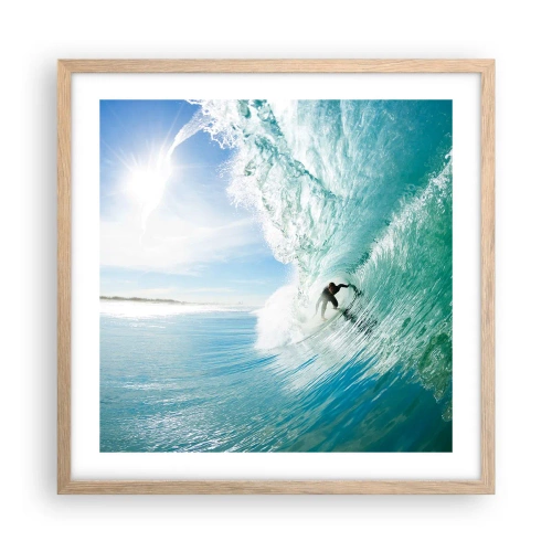 Affiche dans un chêne clair - Poster - Toujours sur la vague - 50x50 cm