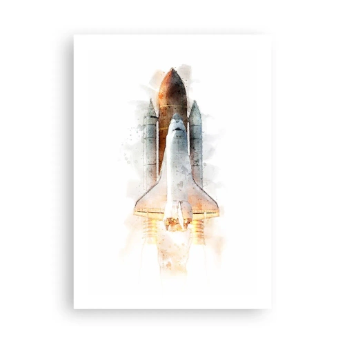 Affiche - Poster - Navette spatiale au décollage, style aquarelle - 50x70cm - Des explorateurs pour commencer - Décoration murale moderne pour le salon et la chambre ARTTOR