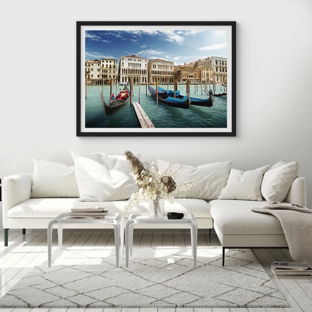 Affiche dans un cadre noir - Poster - Palace bleu ciel - 50x40 cm