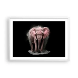 Affiche dans un cadre blanc - Poster - Ne pensez pas à un éléphant rose ! - 70x50 cm