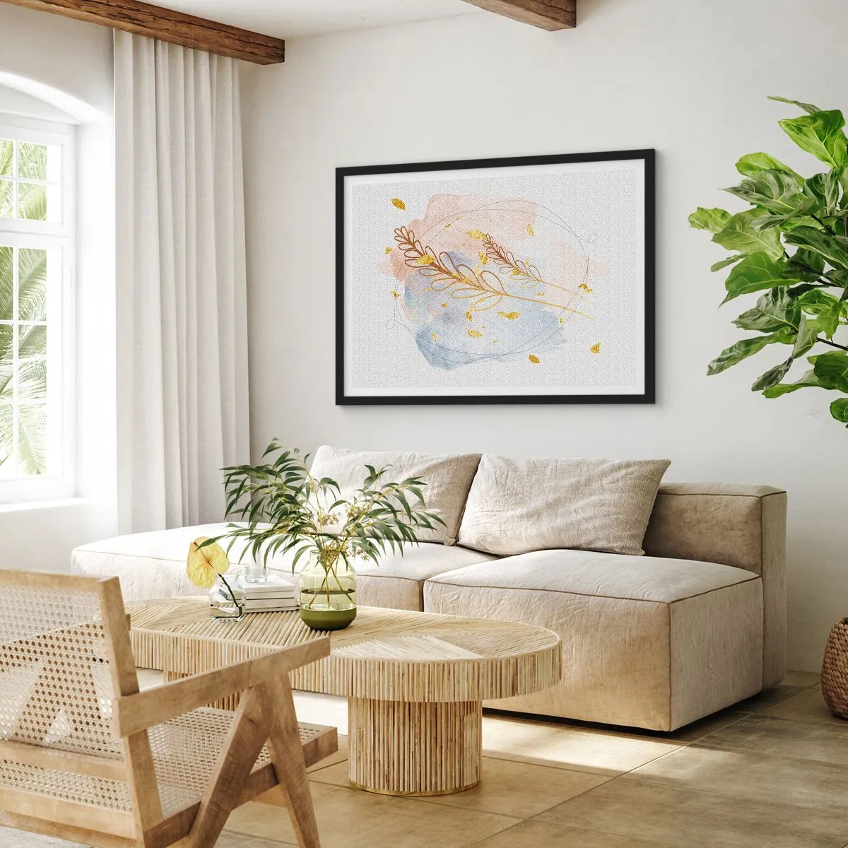 Affiche dans un cadre noir - Poster - Explosion d'or - 91x61 cm