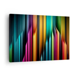 Impression sur toile - Image sur toile - Les lignes verticales colorées créent une abstraction dynamique. - 70x50cm - Un organe de lumière - Décoration murale moderne pour le salon et la chambre ARTTOR